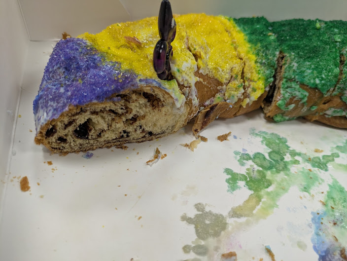 The #kingcake from Winn-Dixie is not offensive. Still a grocery store  King Cake, but better than I expected.