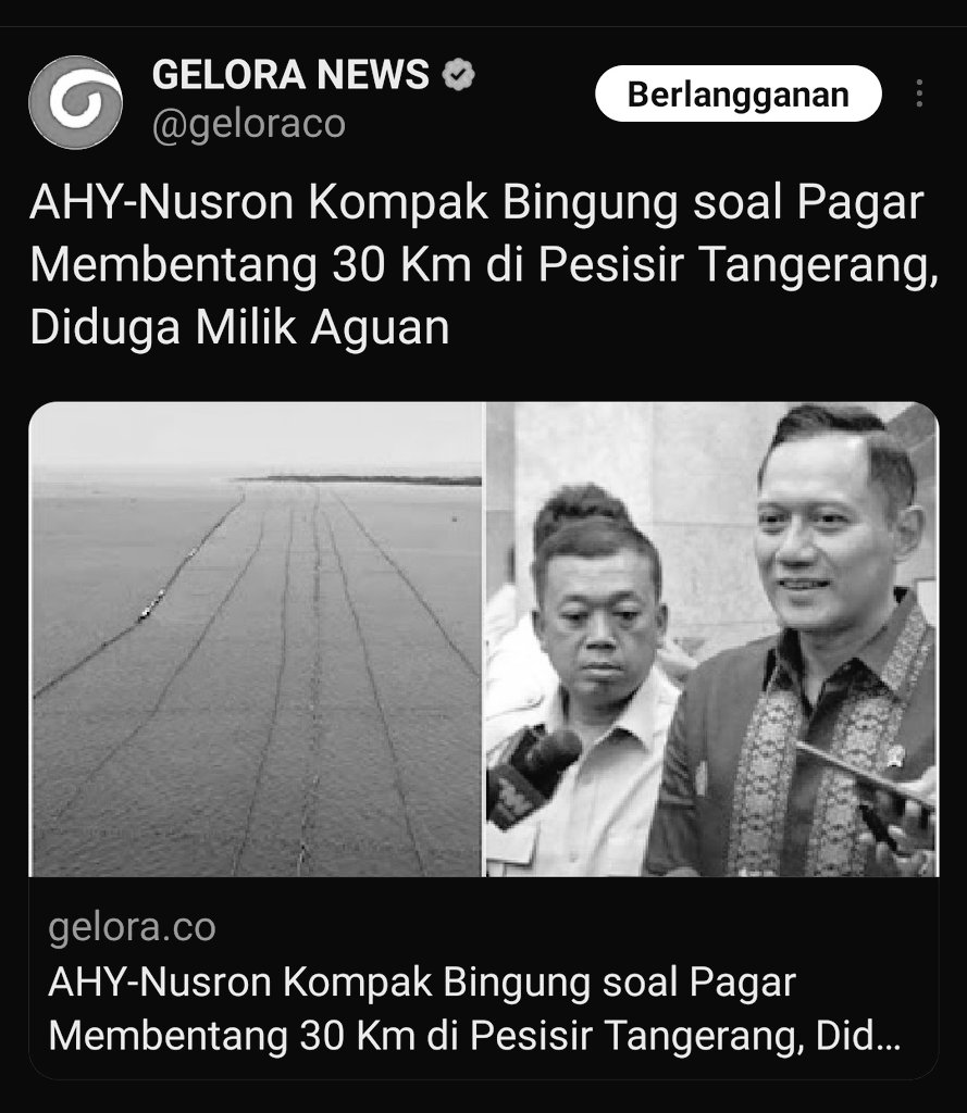 Pembantu pak Prabowo kompak menjawab tidak tahu atau bingung. Gak usah bingung BONGKAR saja. Masalahnya ada yang berani ? Jika gak ada yang berani itu artinya BIG BOSS pasti tahu! 
---
Jawa Timur Anies RI 36 Denny Landzaat Prabowo  PDIP Kota Batu 30 KM