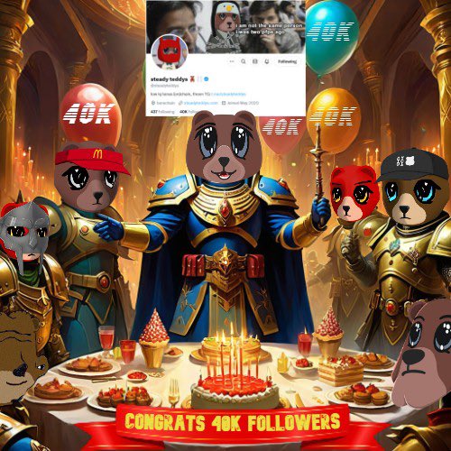 Congratulations <a href="/steadyteddys/">steady teddys 🧸⛓️</a> hit 40K followers🎉

The proud success of tedism low IQ 🧸⛓️

- Teddys will most likely crush your dreams
- There is no roadmap and we do not plan to build anything
- Teddys are a fake project on a fake chain
- The team is working hard (it feels like