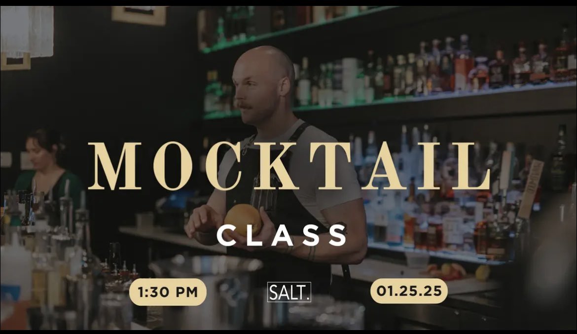 SALTROCKFORD's tweet photo. Join us for a mocktail class! 🍹 

In this edition of cocktail class, we will be covering how to make your own N/A gin with your own gin spin, creating complexity with homemade components, as well as tea & kombucha in cocktails. 

Cost: $50

Reserve your spot at: 
https://t.co/EHHBXl4vJm

#cocktailclass #gorockford #rockfordil