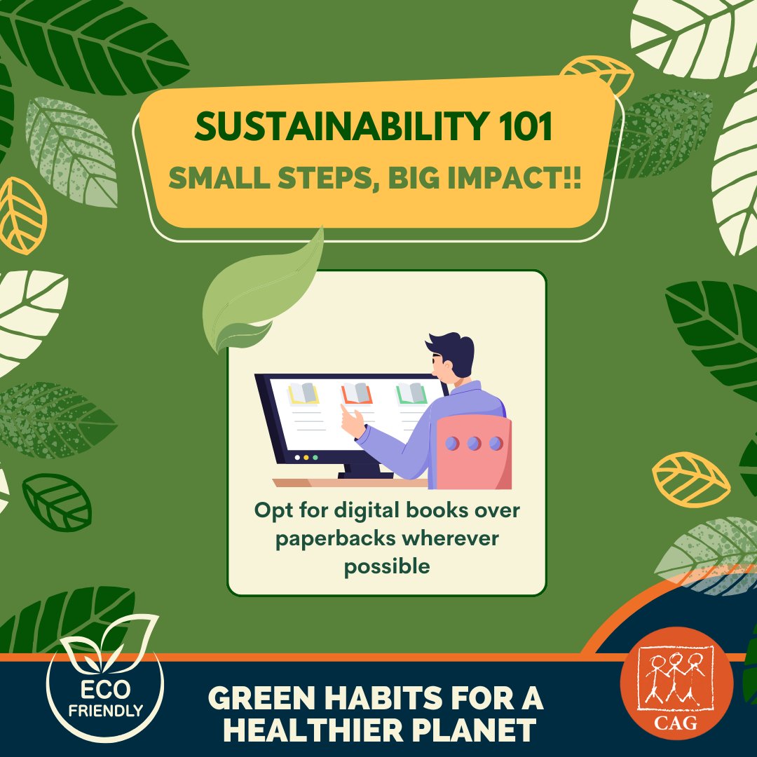 ClimateC_CAG's tweet image. Opt for digital books over paperbacks to save trees, water, and energy. They’re eco-friendly, lightweight, and portable—perfect for on-the-go reading. Join the digital reading revolution and make a greener choice! 📚🌱 #SustainableLiving #GoPaperless
