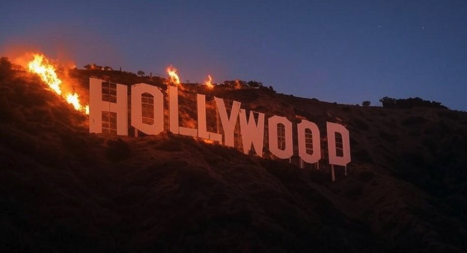 Ces photos censées montrer le panneau #Hollywood en flammes sont FAUSSES : elles ont été générées à l'aide d'une intelligence artificielle. Avant de croire quoi que ce soit, fiez-vous aux informations fournies par les autorités et les médias locaux.
