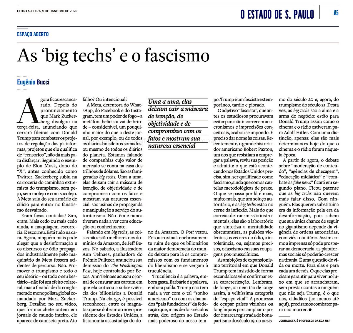 A leitura obrigatória - e maravilhosa. Viva <a href="/EugenioBucci_/">Eugênio Bucci</a>. A.