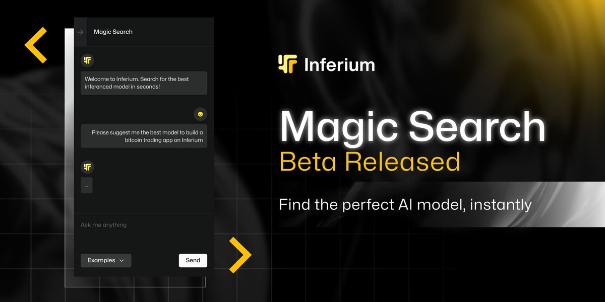 ✨ The magic is here! ✨

Magic Search Beta is now LIVE! Discover the perfect AI model for your needs with our AI-powered search agent.

🔍 Search smarter, not harder.
🚀 Find the right AI, instantly.
🧞‍♂️ Your AI genie awaits!

Try it now ➡️ inferium.io/#/inferenced-m…

🐞 Found a