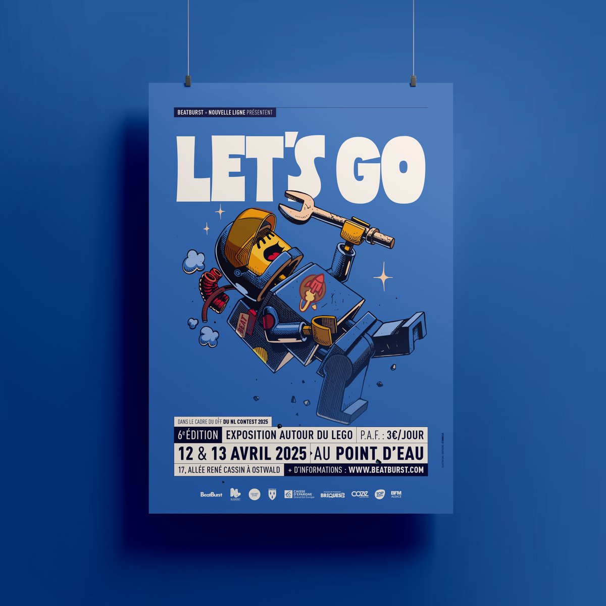 A vos briques, prêts, décollage de la fusée LEt's GO 🚀 C'est l'heure de vous dévoiler la magnifique affiche de la 6e édition de notre exposition réalisée par Stom500 et Buckwild. RDV le week-end du 12 &amp; 13 avril 2025 au Point d'Eau à Ostwald !
