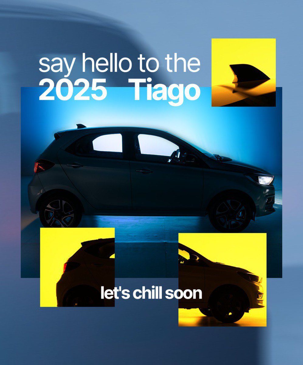 MarinaLtd's tweet photo. New year, new tech, new features and new colors. 
That's 2025 Tiago &amp; Tiago.ev for you.
ICE starts at ₹4.99L*
Register your interest - https://t.co/A7FS8JWnXT
EV starts at ₹7.99L*
Register your interest - https://t.co/95Qiqj05UL
#Tiagoev2025 #Tiagoev #TATAev #MoveWithMeaning https://t.co/FDoWYYAwtg