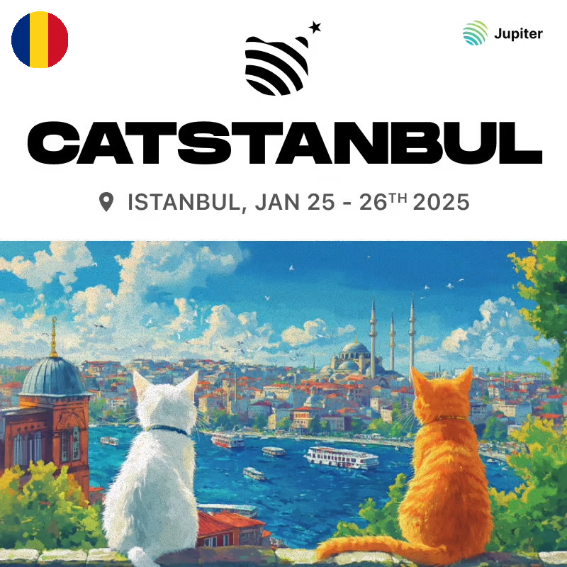 gm! we've set up a tg group for all Romanian cats going to <a href="/JupiterExchange/">Jupiter</a> Catstanbul on 25-26 January. 

link in our Discord server. We recommend you join bc there are FAQs, guides and side events you'll want to get into. 

Have a great Jupuary!