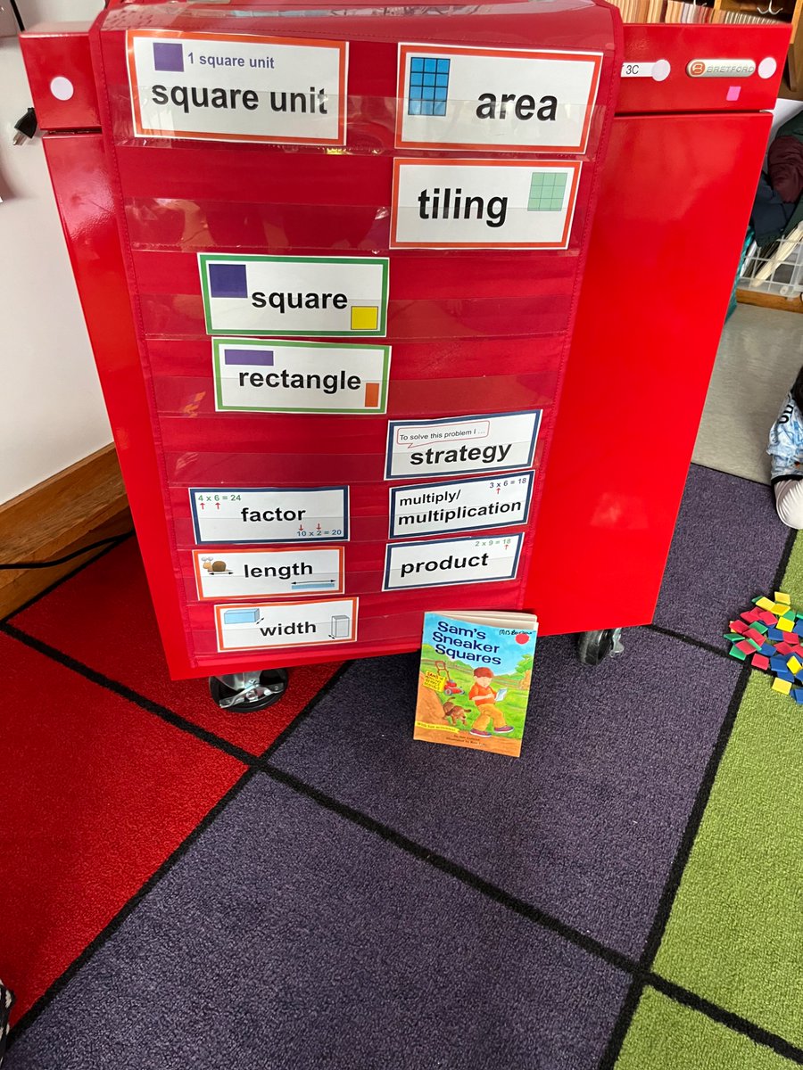 This week I’m sharing the story, Sam’s Sneaker Squares, with our 3rd graders. They had fun rolling dice, building arrays, and finding the area! #makingmathmagical
