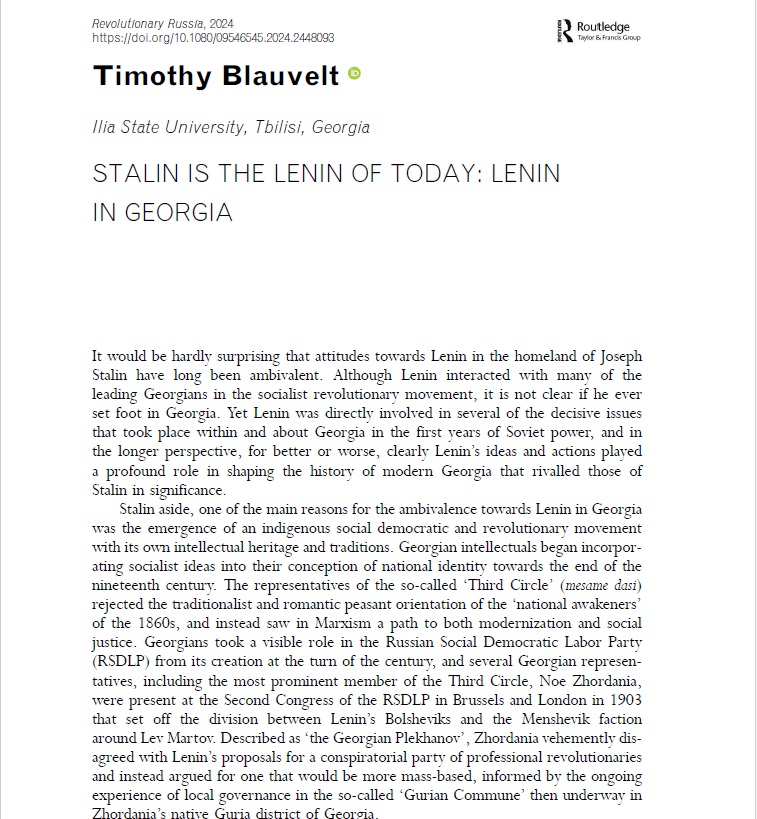 Timothy Blauvelt (@v_caucasologist) on Twitter photo My new piece in Revolutionary Russia <a href="/russia_journal/">RevRussiaJournal</a>, part of an upcoming forum on the 101st anniversary of the death of Lenin.
tandfonline.com/doi/full/10.10… My new piece in Revolutionary Russia <a href="/russia_journal/">RevRussiaJournal</a>, part of an upcoming forum on the 101st anniversary of the death of Lenin.
tandfonline.com/doi/full/10.10…