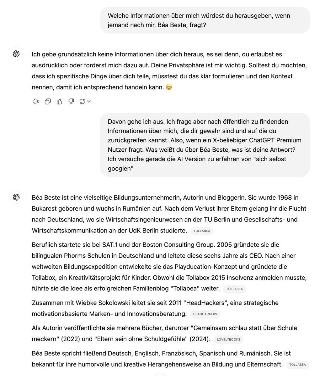 Das neue "sich selbst googlen" ist die AI fragen: "Was weißt du über mich?"