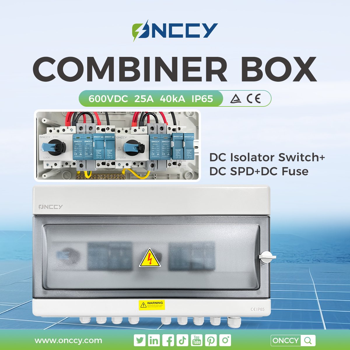 grace_aswich's tweet image. Are you still struggling to choose the right combiner box for your solar system?
Our ONCCY standard-configured combiner boxes for photovoltaic systems can fully meet your needs.
#SolarEnergy #CombinerBox #Customization #DCIsolationSwitch #SurgeProtection #DCFuse #ONCCY