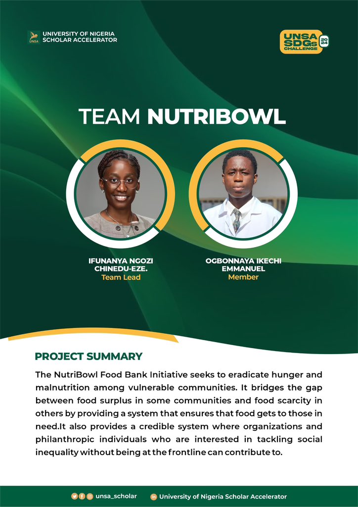 Congratulations team Nutribowl on emerging a finalist for this year’s SDG Challenge. We celebrate your innovation and hope this is a stepping stone to get you solving many more global problems. See you at the finals 🔥