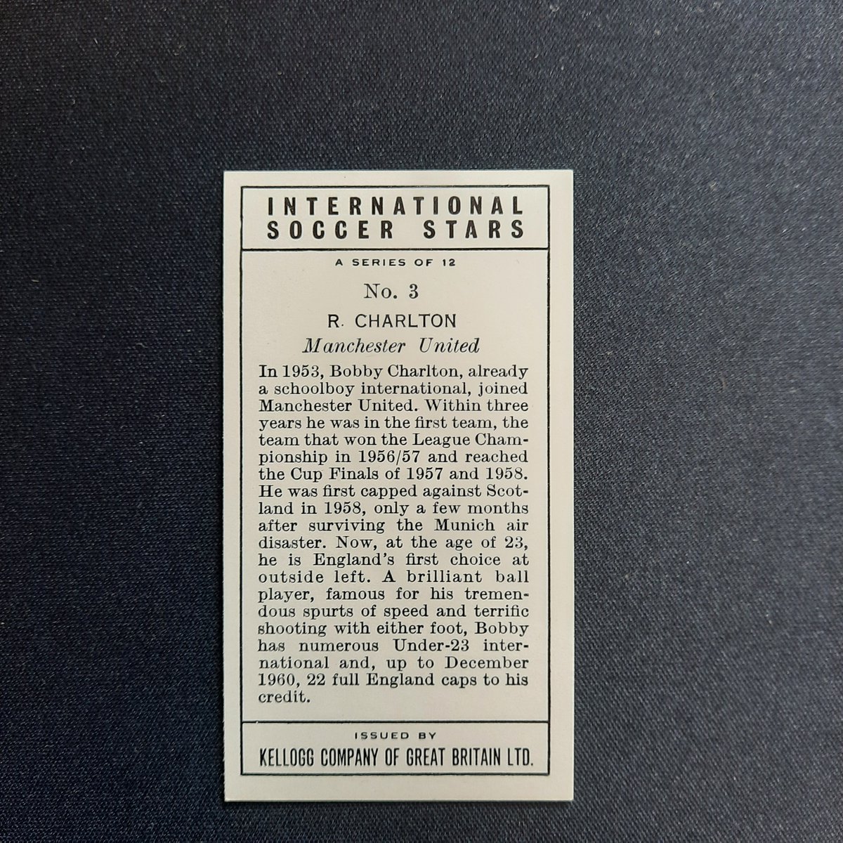 DAILY OFFER!!!

Kellogg - International Soccer Stars 1961

#football #internationalfootball #englishfootball #bobbycharlton #Collectibles  #picturecards #whodoyoucollect 

londoncigcard.co.uk/product/intern…

londoncigcard.co.uk

2025 A Year For Card Collecting