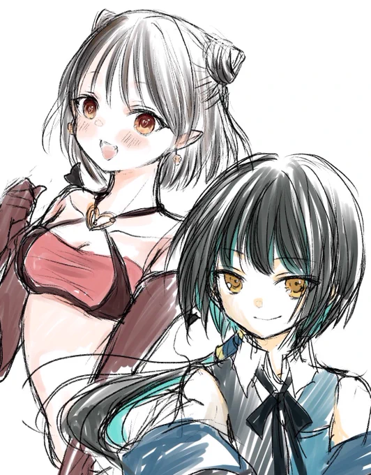 久々に創作キャラφ(・ω・ )カキカキ コハクちゃんと ユウリ