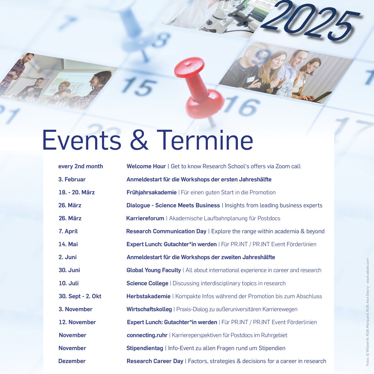 Welcome 2025! 🎉It's never too early to start planning - so here's a first version of what's on ours and @RARuhr's agenda for the new year.🤩Grab your calendars and save the dates! 📅For download click here 👉research-school.rub.de/fileadmin/user…