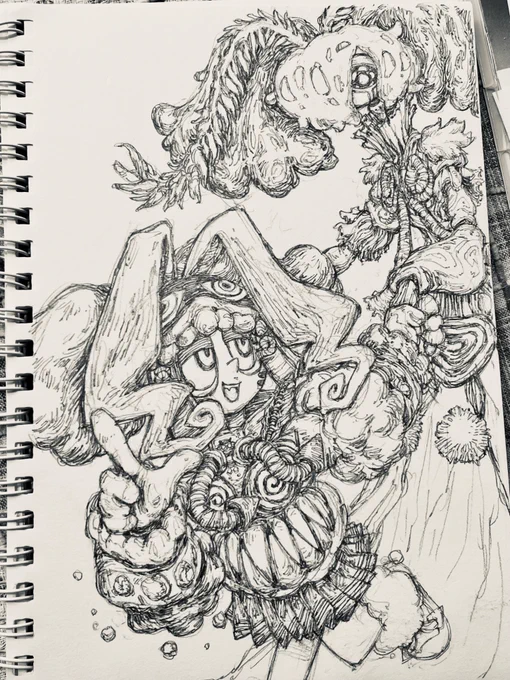 空き時間に下描き(ほぼ本描き)をツラツラと、、、/w\ 