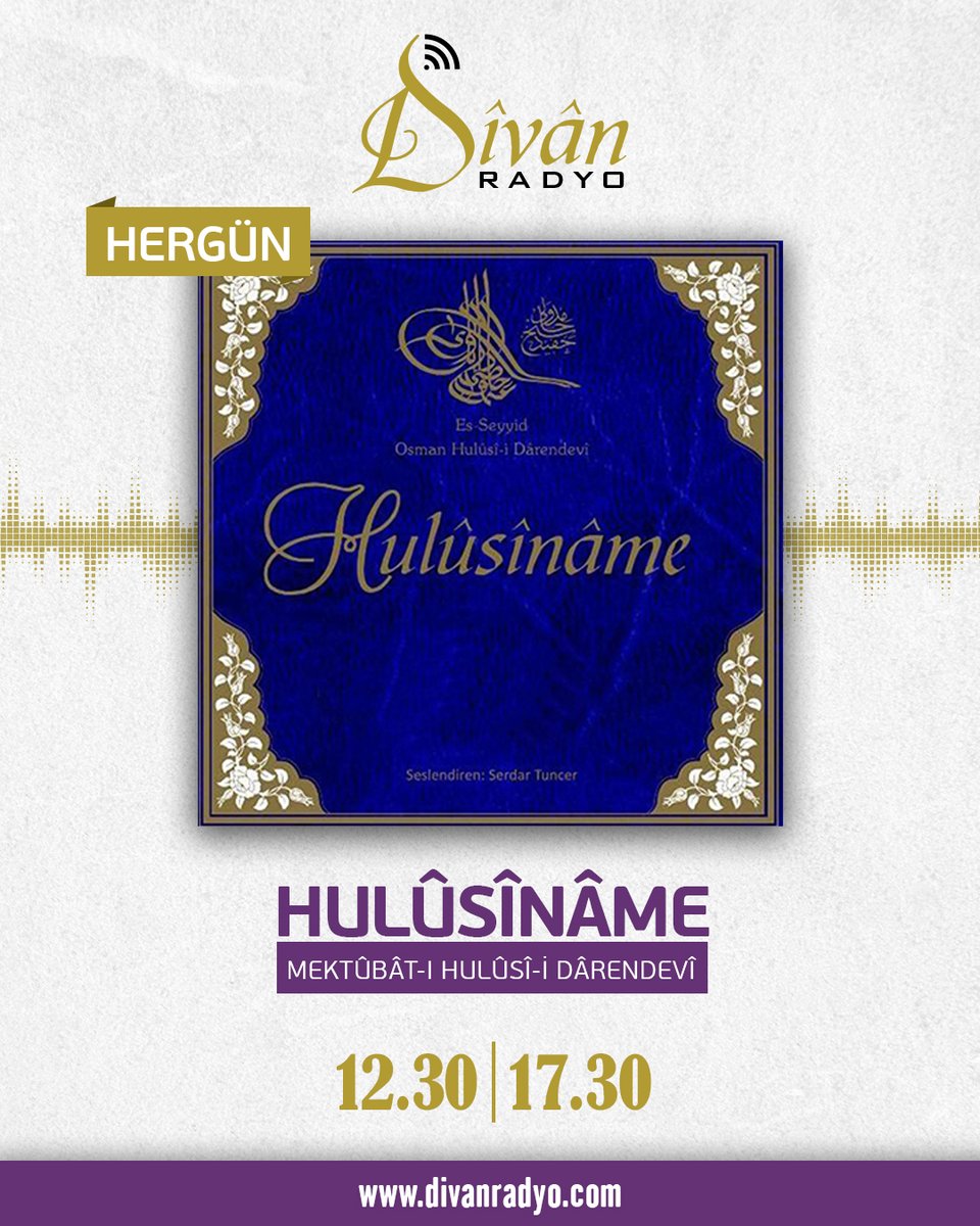 ❝Mektûbât-ı Hulûsî-i Dârendevî'den Hulûsînâme❞
Seslendiren: Serdar Tuncer

İnternet web sitesi veya mobil uygulamadan dinleyebilirsiniz:

📌Web ➡ divanradyo.com
📌Mobil Uygulama ➡ divanradyo.com/mobile.php

#DivanRadyo #radyo #divanıhulusi #darende #malatya #tasavvuf