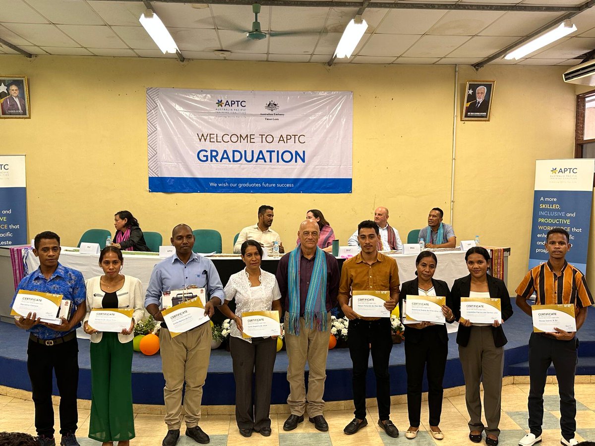 aptcpacific's tweet photo. 👏 🎉 Congratulations to the 38 Timorese participants who completed the English Language Teaching Methodology (ELTM) and Interview Skills courses with APTC, aimed at enhancing the English-speaking skills of Timor-Leste's  🇹🇱 labour mobility pool and prepare them for employment. https://t.co/GcXXsYoLM6