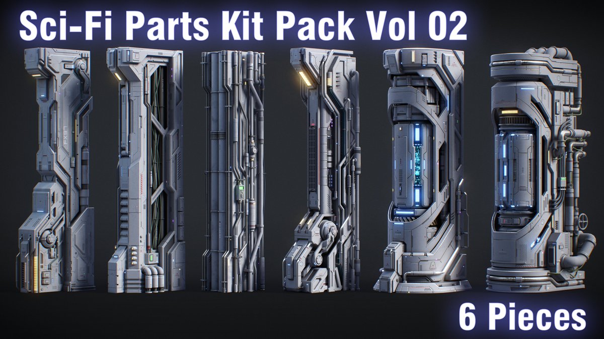 REX2017CG's tweet photo. Sci-Fi Parts Kit Pack Vol 02 Column  Upgrade
More production content:
https://t.co/71UjGveyYx
Upgrade Content:
1.3D model optimization
2. Add UVs ( local overlap )
3.4k PBR textures (6 shaders / 30 textures) https://t.co/bMsbTxQruo
