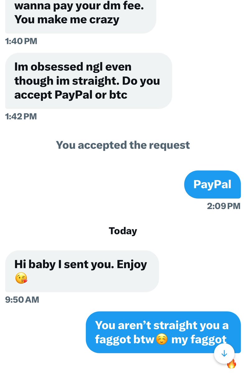 The dm fee is mandatory! 
$50 or i literally will not respond.

I don’t talk to f@gs for free💕