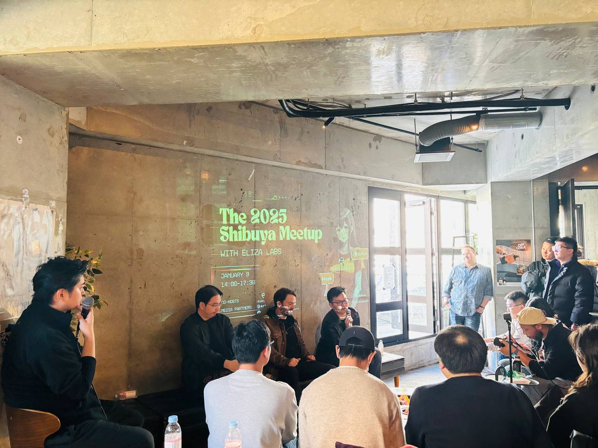 Mask Network (mask.io) (@realmasknetwork) on Twitter photo 🎭 On Stage Now at The 2025 Shibuya Meetup with Eliza Labs!
🤖 The Future of Decentralized AI
🚀 Social-Graph and Potential of the AI-Agents
💡 Brain Power Lineup
🎙️ Dr. Pudding <a href="/pudding_doctor/">Dr. Pudding/ドクタープリン</a>, Co-Founder <a href="/kudasai_japan/">KudasaiJP🇯🇵🧡</a>
✨ Shaw <a href="/shawmakesmagic/">Shaw</a>, Founder <a href="/ai16zdao/">ai16zdao</a>
🕵️♂️ Suji Yan 🎭 On Stage Now at The 2025 Shibuya Meetup with Eliza Labs!
🤖 The Future of Decentralized AI
🚀 Social-Graph and Potential of the AI-Agents
💡 Brain Power Lineup
🎙️ Dr. Pudding <a href="/pudding_doctor/">Dr. Pudding/ドクタープリン</a>, Co-Founder <a href="/kudasai_japan/">KudasaiJP🇯🇵🧡</a>
✨ Shaw <a href="/shawmakesmagic/">Shaw</a>, Founder <a href="/ai16zdao/">ai16zdao</a>
🕵️♂️ Suji Yan
