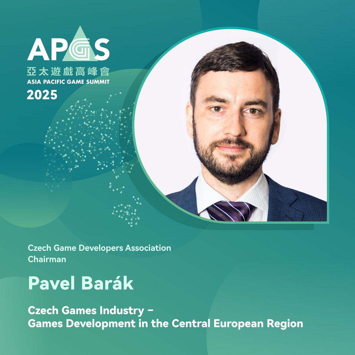TaipeiGameShow's tweet photo. #APGS 2025 Highlight Speaker Grand Debut!

Pavel Barák, the Chairman from @GDACzech will share about the game industry in Czech and Central Europe.

Free Registration: https://t.co/Ia0X1yv7f9
Secure a spot to the future of gaming industry at TaiNEX 1, 401 Conference Room from January 23-24.

#AsiaPacificGameSummit