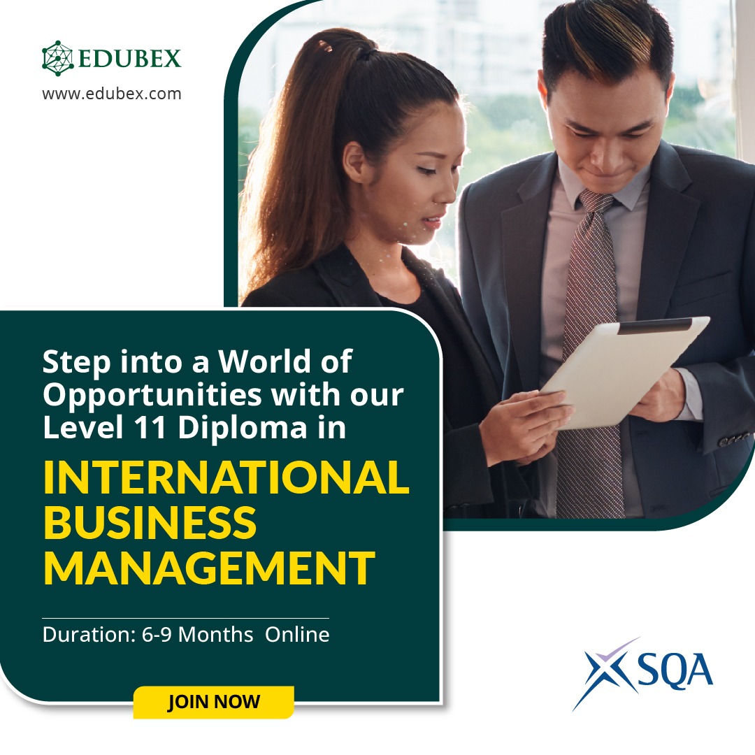 EdubexEdu's tweet image. Step into a World of Opportunities with Our Level 11 Diploma in International Business Management. Enroll Now
#edubex #internationalbusinessmanagement #SQA #mbatopup #EnrollNow