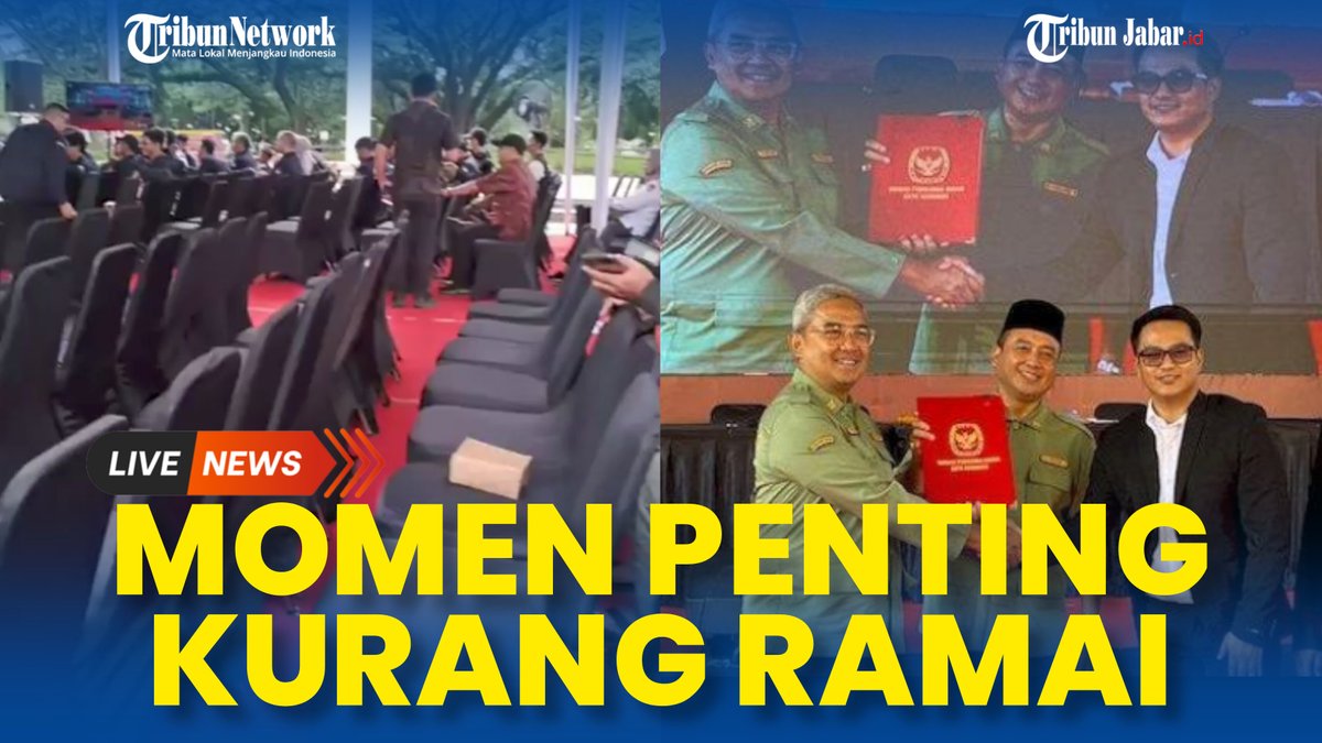 KoranTJVideo's tweet photo. Kondisi Banyak Kursi Tamu Kosong, saat Momen Penetapan Wali Kota &amp; Wakil Baru di Bandung Tautan: https://t.co/vMgvHxuEdI https://t.co/YS7QYWnTRr