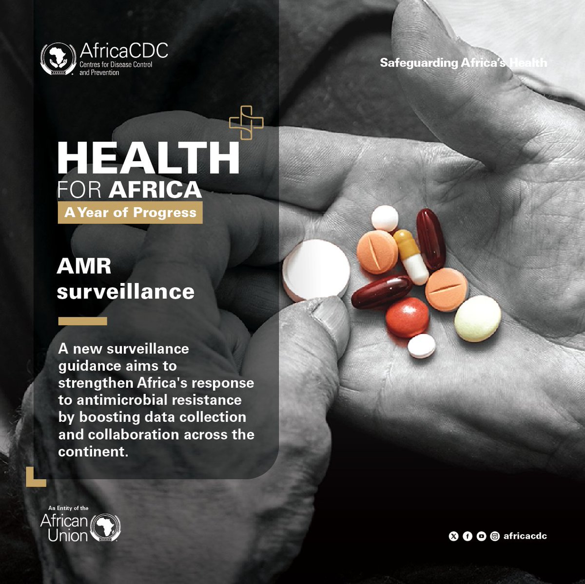 Africa CDC (@africacdc) on Twitter photo The overuse of antibiotics is fueling antimicrobial resistance (AMR), threatening decades of health progress in Africa.
<a href="/AfricaCDC/">Africa CDC</a>'s new guidance boosts surveillance, labs, and data sharing to combat AMR.
Take a look: ow.ly/zZW550UzEIz
#NewPublicHealthOrder The overuse of antibiotics is fueling antimicrobial resistance (AMR), threatening decades of health progress in Africa.
<a href="/AfricaCDC/">Africa CDC</a>'s new guidance boosts surveillance, labs, and data sharing to combat AMR.
Take a look: ow.ly/zZW550UzEIz
#NewPublicHealthOrder