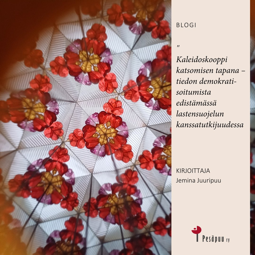 Blogitekstin "Kaleidoskooppi katsomisen tapana – tiedon demokratisoitumista edistämässä lastensuojelun kanssatutkijuudessa" on kirjoittanut Perheen tukena – perhetyö lapsi- ja perhesosiaalityössä (PETU) -hankkeen asiantuntija Jemina Juuripuu. 👉🏽 pesapuu.fi/2025/01/kaleid…