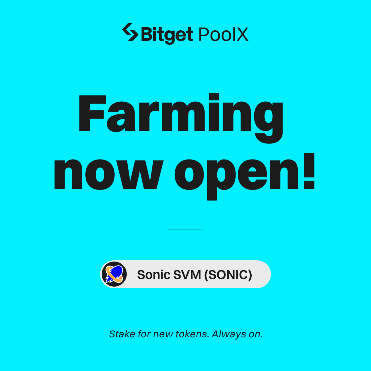 bitget's tweet image. Farming is now open for $SONIC @SonicSVM on #Bitget PoolX. 

⛏️ Lock $SONIC to share 50,000 SONIC airdrop. 

⏰ Jan 8, 13:00 – Jan 15, 13:00 (UTC)

➡️ Start earning now: bitget.com/events/poolx/1…