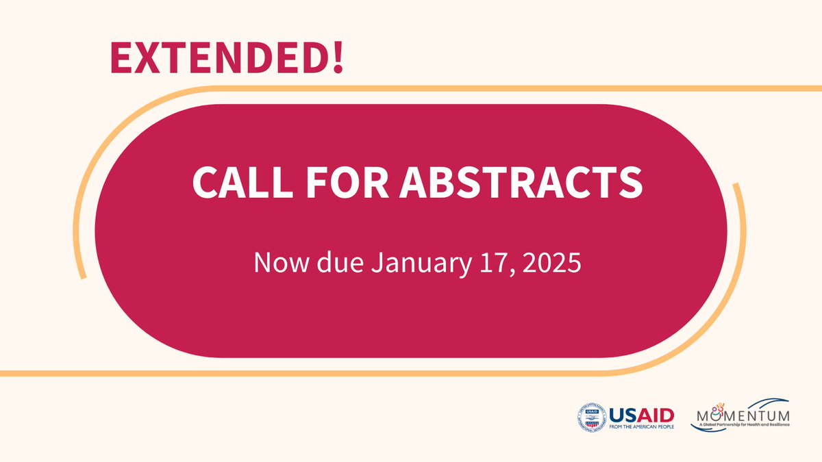 🚨 Deadline Extended! Abstract submissions for improving immunization service experiences are now due by January 17, 2025!

Share your work &amp; be featured in webinars or a “How to Guide.” Don’t miss your chance!

Submit now: usaidmomentum.org/upcoming-webin…

#Immunization