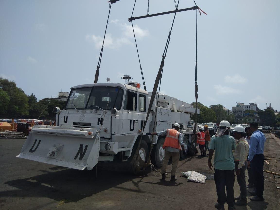WarObsrvr's tweet photo. India has sent 62 vehicles for the Indian peacekeeping contingent deployed as part of the UN Interim Force in Lebanon (UNIFIL). https://t.co/k8Gd7ancaW