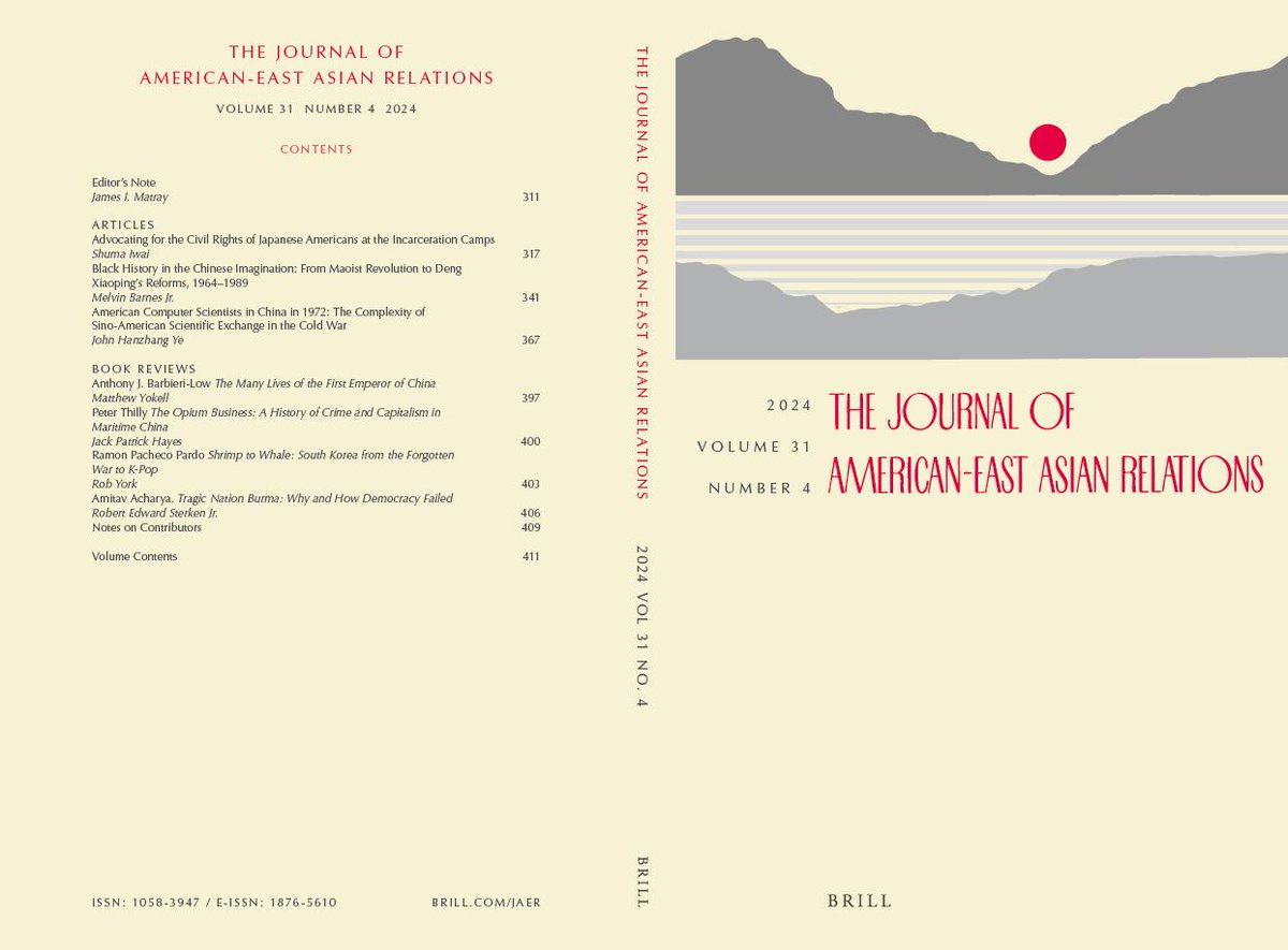 ** New Issue**

The latest issue of the Journal of American-East Asian Relations (Vol. 31, No. 4) contains three articles and four book reviews. Read the Editorial in #FreeAccess: brill.ws/jaer31-4_