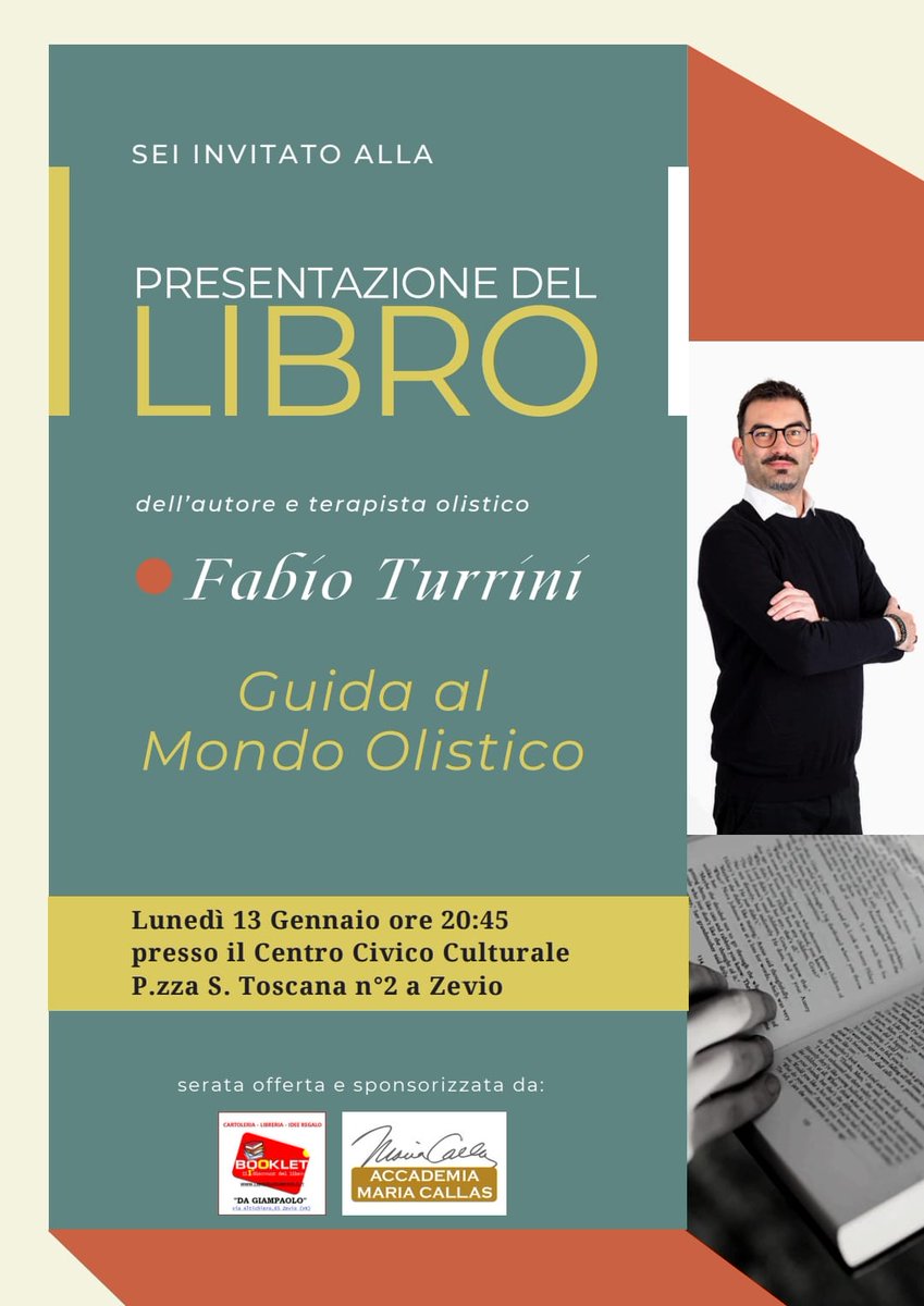Bellisonus's tweet image. 📷📷 Incontro con l'Autore: #FabioTurrini e la sua "Guida al Mondo Olistico" 📷📷
📷 Quando? Lunedì 13 gennaio 2025
📷 Orario: Ore 20.30
📷 Dove? Centro Civico Culturale, Piazza Santa Toscana, 2 - Zevio #IncontroConLAutore  #GuidaAlMondoOlistico #EventiZevio #BenessereOlistico