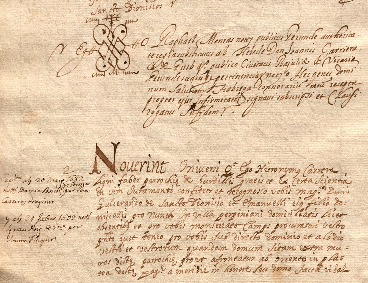1611-1619, capbreu dels Santdionís. Conté confessions de terres i cases de #Bordils a favor dels senyors del castell. Aporta informació sobre la toponímia, les relacions socials i l'urbanisme de l'antiga cellera de Bordils. En llatí.

tuit.cat/y7sEp

@ahgirona #BEGcat