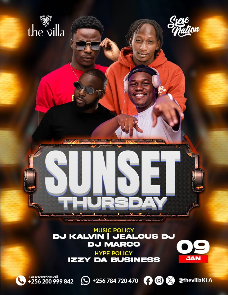 TheVillaKLA's tweet photo. .@SseseNation presents today's party with their best spin masters.
On the music policy; @JealousDeejay, Dj Kalvin and Dj Marco.
#SunsetThursday
#TheVillaExperience https://t.co/uPwGzIvFZ9