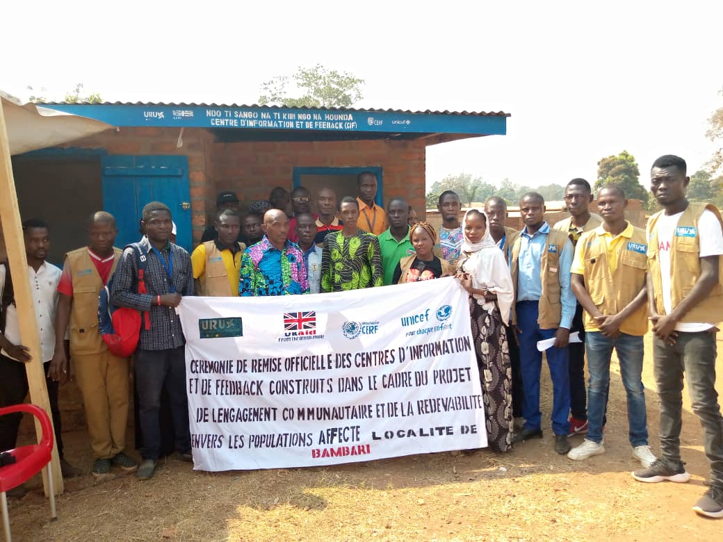 ORGANISATION URU (@uru_car) on Twitter photo Cérémonie de remise officielle des centres d' information de feedback Dans le cadre du projet de l'engagement communautaire et la redevabilité envers les populations. localité de Bambari
<a href="/UNCERF/">CERF - The UN's emergency fund</a> <a href="/CBPFs/">PooledFunds_OCHA</a> <a href="/OCHA_CAR/">OCHA CAR</a> <a href="/UNICEF_CAR/">UNICEF Central African Republic</a> #investinHumanity Cérémonie de remise officielle des centres d' information de feedback Dans le cadre du projet de l'engagement communautaire et la redevabilité envers les populations. localité de Bambari
<a href="/UNCERF/">CERF - The UN's emergency fund</a> <a href="/CBPFs/">PooledFunds_OCHA</a> <a href="/OCHA_CAR/">OCHA CAR</a> <a href="/UNICEF_CAR/">UNICEF Central African Republic</a> #investinHumanity