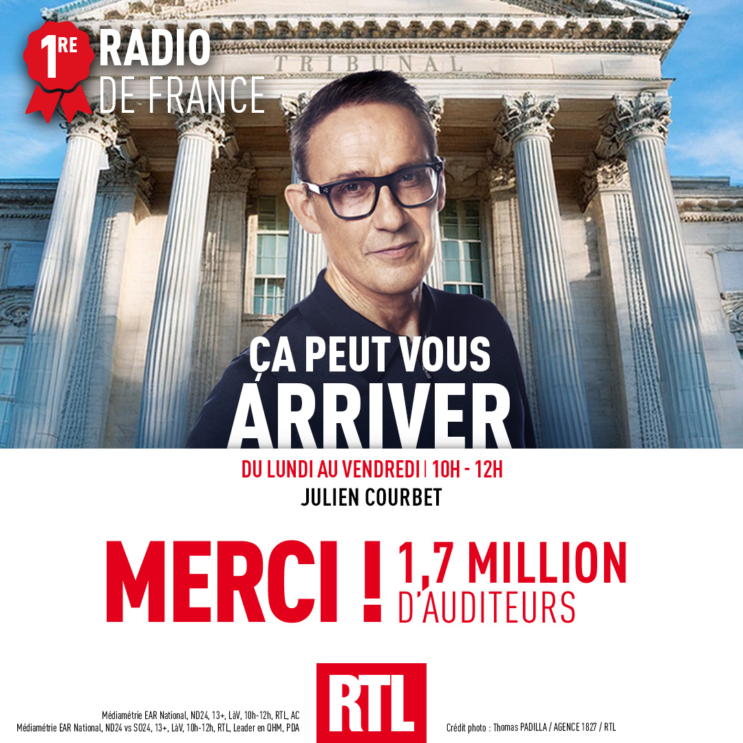🔴🎙#AudiencesRadio MERCI !
📈 1,7 million d'auditeurs (+165 000) pour <a href="/courbet_julien/">Julien Courbet</a> et toute l'équipe de #CPVA !
🥇 L'émission est LEADER avec 11,7% tous les matins de 10 à 12h sur <a href="/RTLFrance/">RTL France</a> !