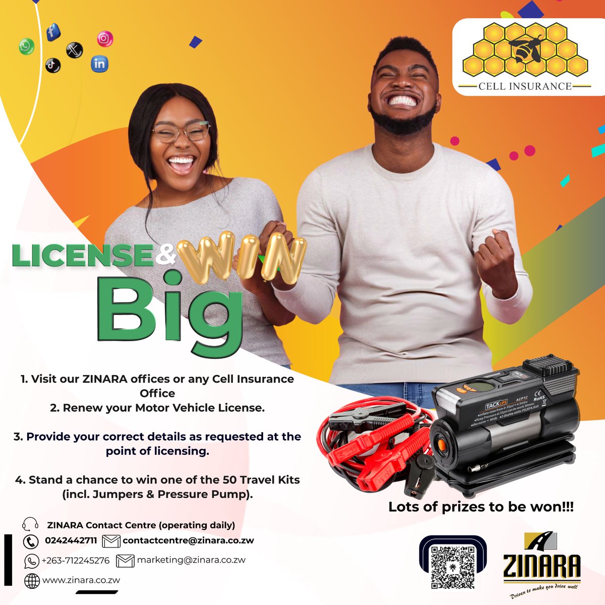zinaraZW's tweet image. License &amp;amp; Win Big!

Renew your motor vehicle license and insure with Cell Insurance Zimbabwe for a chance to win exciting travel kits!

#licenseandwin
#cellinsurance
#WinBig 
@CellInsurance1