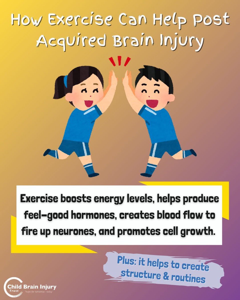 Did you know that an acquired brain injury can deeply affect a child’s mental health? 💔
Exercise—whether it’s a gentle walk, yoga, swimming, or even dancing—can work wonders. 🏃‍♀️🧘‍♂️🏊 Movement strengthens the body, boosts mood, reduces stress, and fosters a sense of achievement.💜