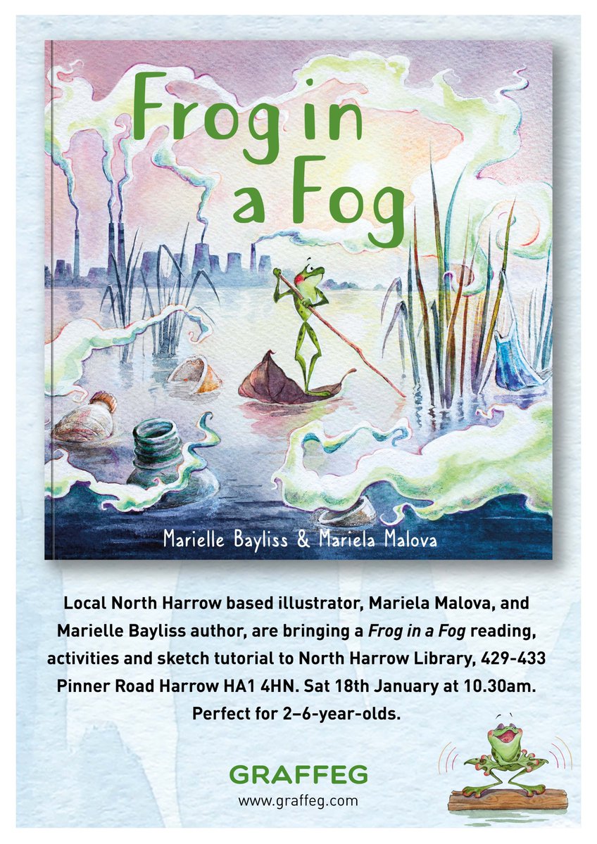 MarielleBayliss's tweet image. First #bookevent of 2025! Frog in a Fog high jinks at North Harrow Community Library AND you can catch illustrator, Mariela Malova sketching frogs, bogs and fogs too!
Join us on the 18th Jan #library #supportlibraries