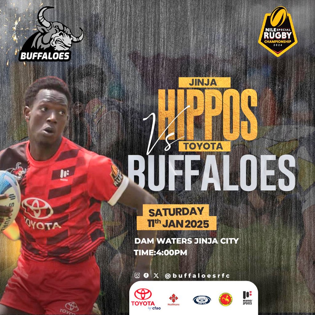 Buffaloes Rugby Club (@buffaloesrfc) on Twitter photo It is finally a greenlight!!!
This saturday 11th January 2025 @damwaters Jinja we are on a double dribble against the <a href="/HipposRugby/">Jinja Hippos Rugby Club</a> Game_1 of the championship, as well the 2025 Soggy Cup finals!!
#ToyotaBuffaloes
#BuffaloSoldiers
#HarderStrongerForLonger
#OneTeamOneSpiritOneWin It is finally a greenlight!!!
This saturday 11th January 2025 @damwaters Jinja we are on a double dribble against the <a href="/HipposRugby/">Jinja Hippos Rugby Club</a> Game_1 of the championship, as well the 2025 Soggy Cup finals!!
#ToyotaBuffaloes
#BuffaloSoldiers
#HarderStrongerForLonger
#OneTeamOneSpiritOneWin