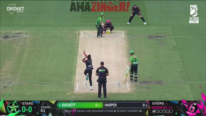 Ben Duckett took 24 off an Akeal Hosein over last times these teams met at the SCG... 📹 Credits: Twitter/BBL