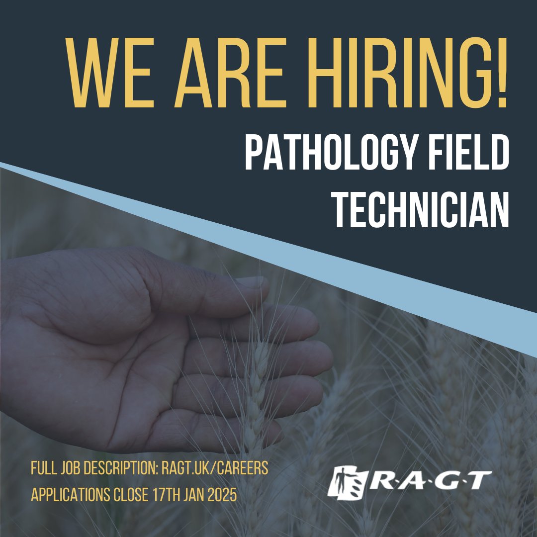 WE ARE HIRING!

Pathology Field Technician 🌾

Are you looking for a career in pathology that combines working outdoors and agriculture? 🚜

For more information go to ragt.uk/careers