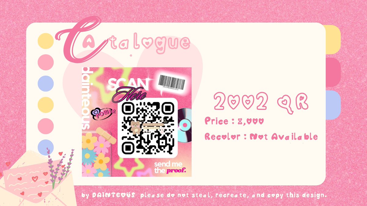 fakta's tweet image. help repost!  𝅄 ꣑ৎ ࣪ㅤ𓈒 

halo, sebelum aku open qr deco tolong ospek dulu 4 katalog baruku ini yaa! apakah desainnya aman &amp;amp; harganya pas? kalau gak aman boleh DM aku baik-baik 😍🩷

thank you! 😽🎀✨️
#zonauang