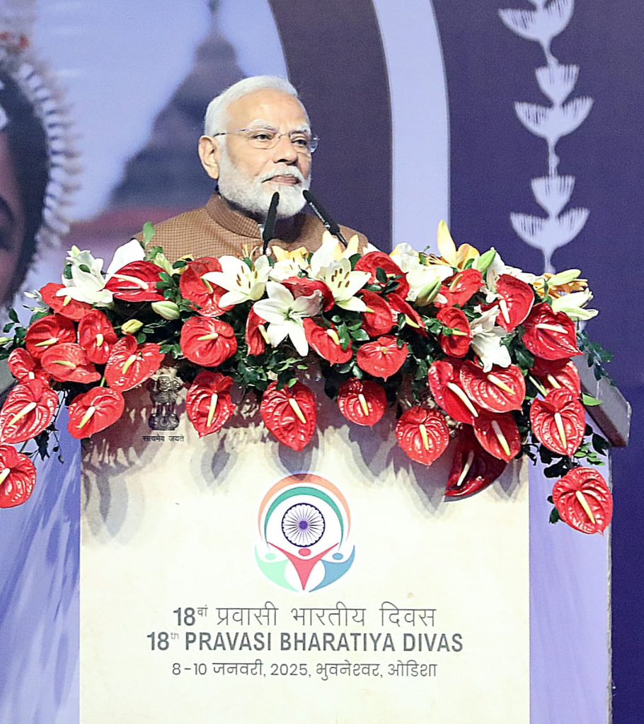 Hon’ble PM <a href="/narendramodi/">Narendra Modi</a> ji inaugurated the 18th #PravasiBharatiyaDivas Convention in Bhubaneswar today. I had the honour of joining the inaugural session along with Governor <a href="/DrHariBabuK/">Dr. Hari Babu Kambhampati</a> ji, CM Shri <a href="/MohanMOdisha/">Mohan Charan Majhi</a> ji, cabinet colleagues <a href="/DrSJaishankar/">Dr. S. Jaishankar</a> ji, <a href="/AshwiniVaishnaw/">Ashwini Vaishnaw</a> ji and