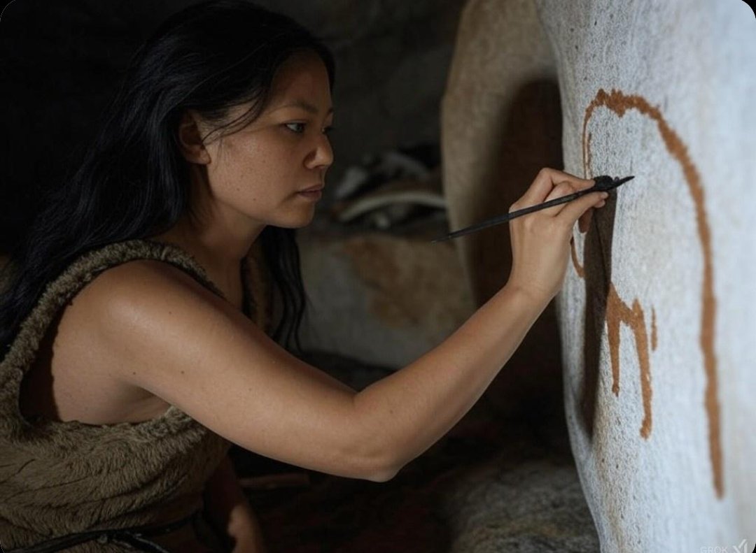 Cuando vemos fotografías o manuales de Historia del Arte que ilustran a 𝗵𝗼𝗺𝗯𝗿𝗲𝘀 de la Prehistoria 𝗽𝗶𝗻𝘁𝗮𝗻𝗱𝗼 𝗲𝗻 𝗰𝘂𝗲𝘃𝗮𝘀, lo vemos como algo normal.

Sin embargo, cuando representan a una 𝗺𝘂𝗷𝗲𝗿 nos preguntamos, ¿cómo lo saben?

Descubramos la verdad 🧵👇🏻