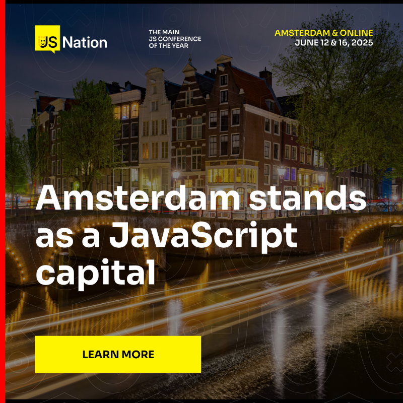 thejsnation's tweet photo. 🇳🇱Amsterdam isn’t just a beautiful city — it’s the hub of JavaScript! Dive into the heart of JS development. JSNation, a massive gathering of developers, takes place here every summer.

Will you join us this year?