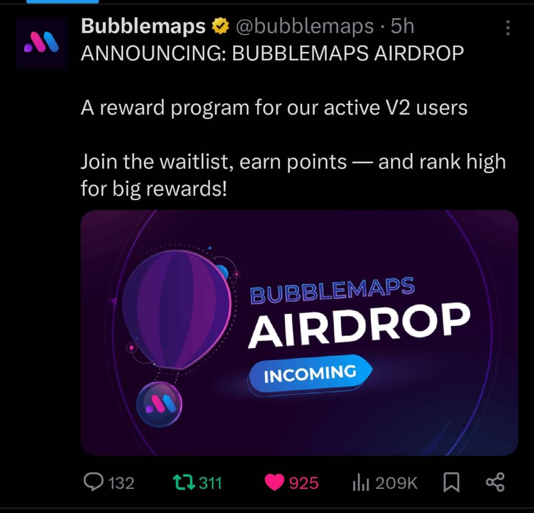 vicvillas00's tweet image. New Airdrop Project... *BUBBLEMAPS✨!*

*DON&apos;T MISS THIS PROJECT, READ ⬇️*

*THERE IS NO INVITATION LINK JUST SEND ME A DM WITH YOUR EMAIL ADDRESS SO I CAN INVITE YOU INTO THE PROJECT💎*

*DM ME NOW BEFORE IT GETS TOO LATE🫵🏾*
#Airdrop #bubblemap